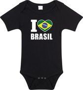 I love Brasil baby rompertje zwart jongens en meisjes - Kraamcadeau - Babykleding - Brazilie landen romper 56 (1-2 maanden)