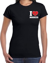 I love Morocco t-shirt zwart op borst voor dames - Marokko landen shirt - supporter kleding XS