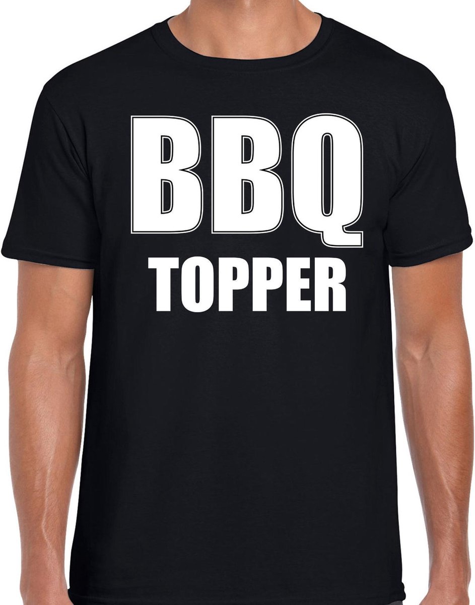 BBQ topper bbq / barbecue t-shirt zwart - cadeau shirt voor heren - verjaardag / vaderdag kado S