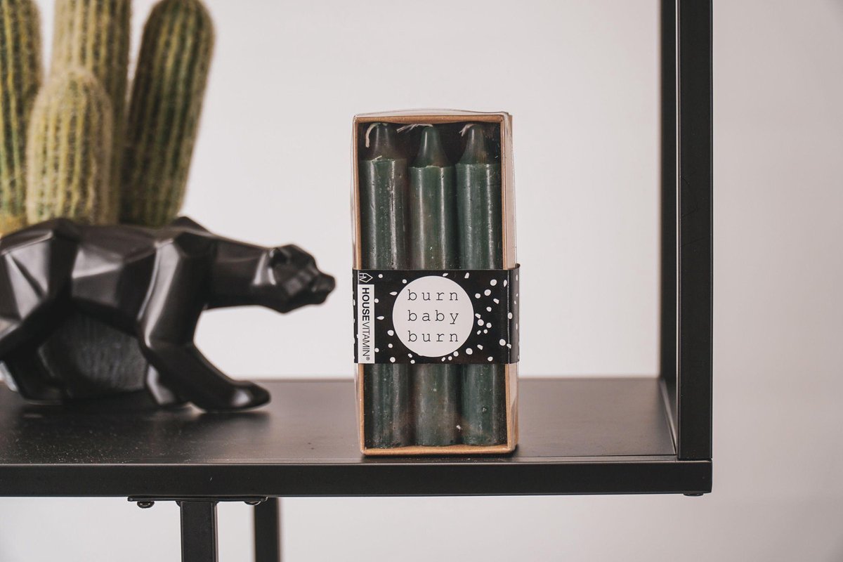 Luxe Kaarsen - Set van 6 stuks - Groen - Burn Baby Burn - Housevitamin - Dinerkaarsen - 2,3 x 14 cm — cadeau in Wonen & Interieur - foto 8