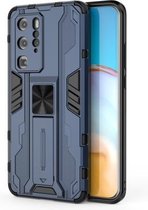 Voor Huawei P40 Supersonic PC + TPU Schokbestendige beschermhoes met houder (donkerblauw)