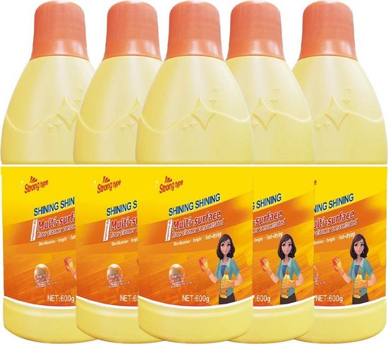 SHINING SHINING Vloer Schone Tegelreiniger Houten Vloerreiniger Dweilen Onderhoud Schone Vloer Water Vloerreiniger 600g*5 Flessen