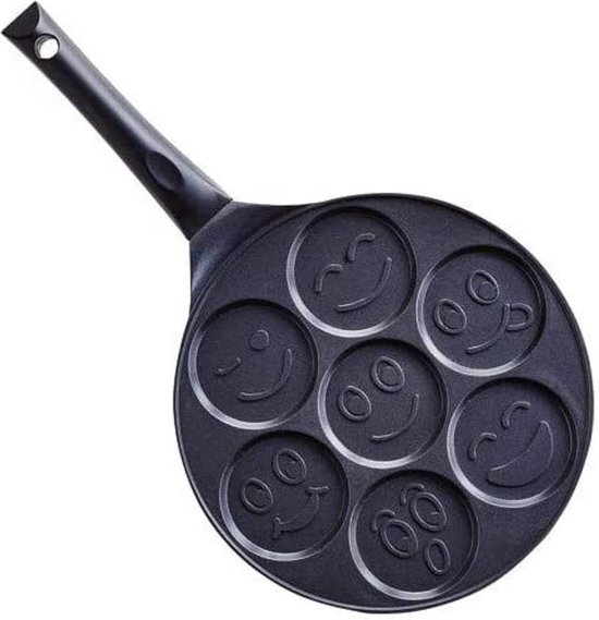 Crêpemaker - Pancake Pannenkoeken 7 Kop - Marmeren Anti Aanbaklaag met Smiley