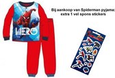 Spiderman Marvel Pyjama in geschenkendoos - Rood. Maat 116 cm / 6 jaar + EXTRA 1x Spiderman spons stickers.