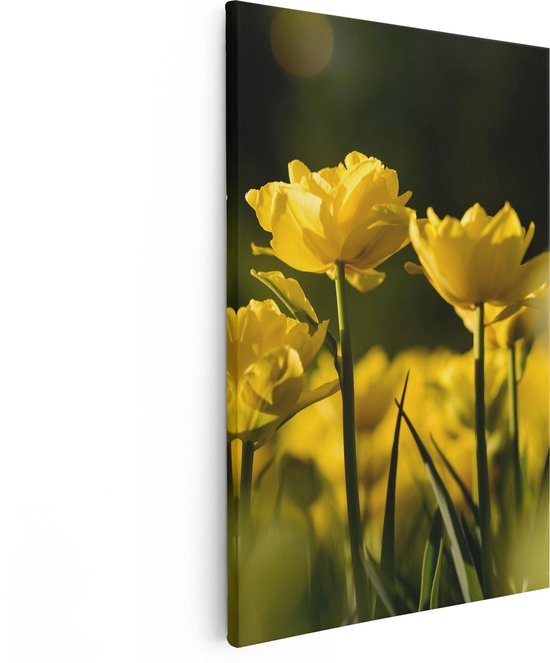 Artaza Canvas Schilderij Gele Tulpen - Bloemen - 80x120 - Groot - Foto Op Canvas - Canvas Print