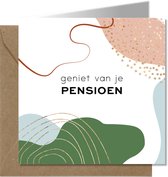 Tallies Cards - greeting - ansichtkaarten - geniet van je Pensioen - Abstract  - Set van 4 wenskaarten - Inclusief kraft envelop - VUT/pensioen - pensionering - 100% Duurzaam