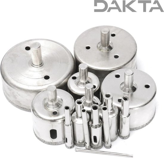 Dakta® Diamanten gatenboor set | 14 delig | Gatenzaag | Gatenzaag set 3/5/6/8/10/12/16/18/20/30/40/50/60/70mm - Dakta®