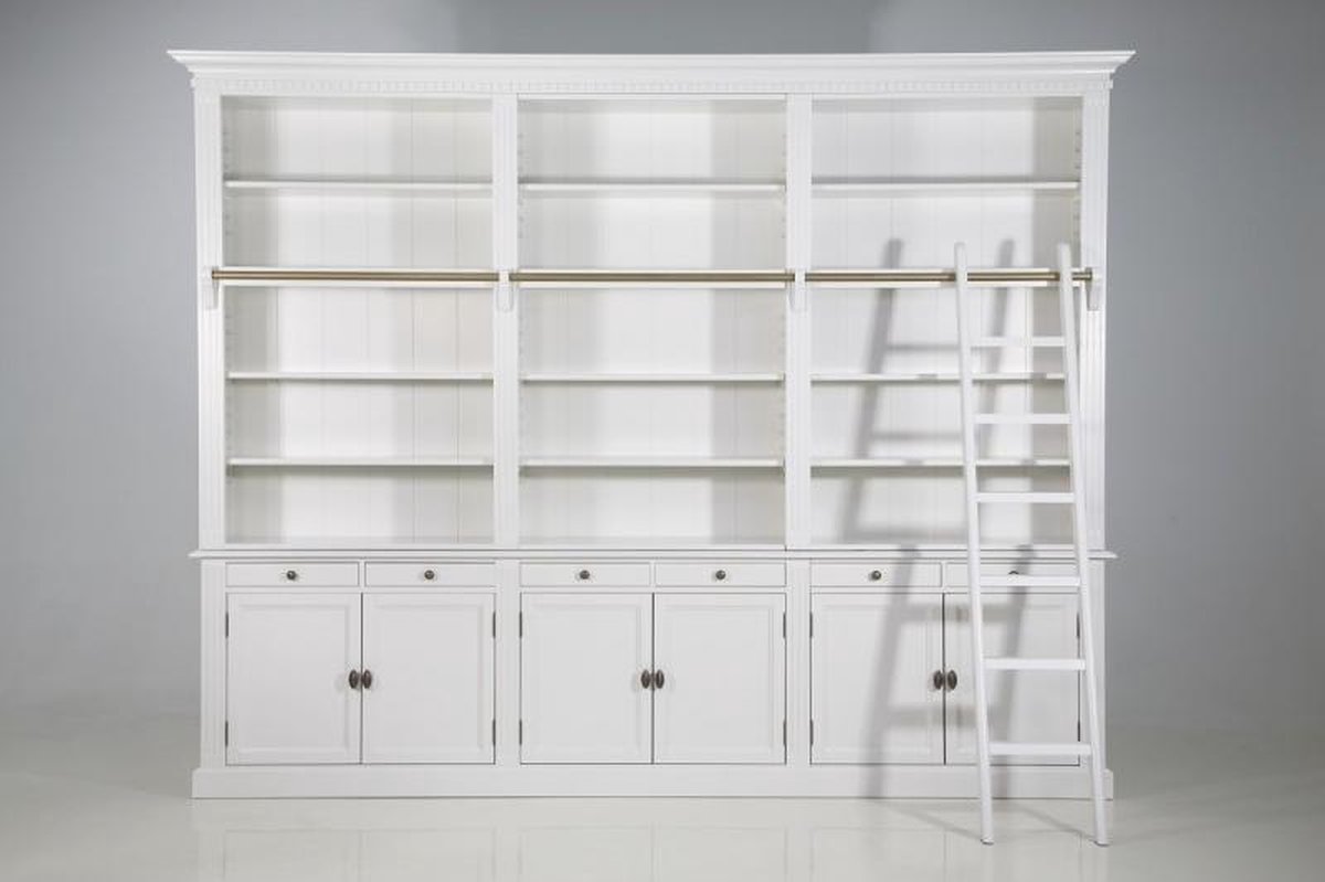 Boekenkast met ladder - Private library 3 meter - Landelijk - RAL 7037 -  Grijs -... | bol.com