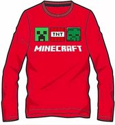 Minecraft T-shirt lange mouw - rood - Maat 140 / 10 jaar