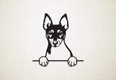 Toy Fox Terrier - Amerikaanse Toyterrier - hond met pootjes - S - 47x45cm - Zwart - wanddecoratie