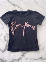 Meisjes shirt "bonjour" verkrijgbaar in de maten 92 t/m 164