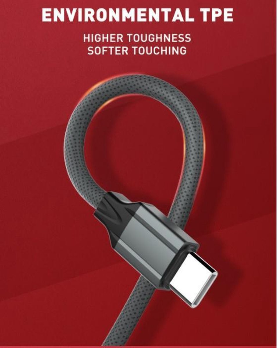 USB-C kabel LS441 Samsung Galaxy S9 S10 S20 S21 Ultra / Plus / FE / Lite / Note 10 20 / A72 / A12 / A42 / A32 / A52 / A51 / A41 / A21S / A20s Oneplus / Nokia / Motorola / Huawei / Oppo Type- c 1 Meter