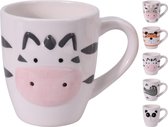 Kinder mok, kop, beker, drinkbeker met dier design, 320 ml, 5 stuks