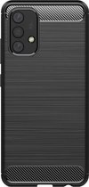 Shop4 - Samsung Galaxy A32 Hoesje - Zachte Back Case Brushed Carbon Zwart