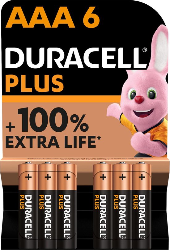 Duracell Plus Alkaline AAA-alkalinebatterijen - 6 stuks