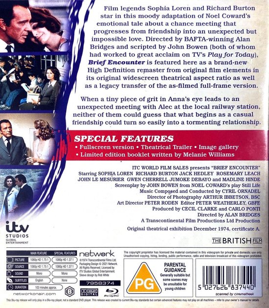 Brief Encounter (Bluray), Sophia Loren en Richard Burton Dvd's bol
