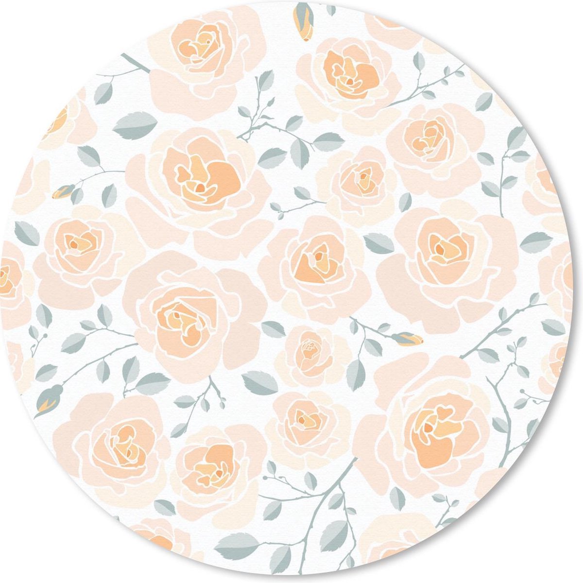 Muismat rond 50x50 cm - Mousepad Rozen - Oranje - Patroon - Ronde muismatten