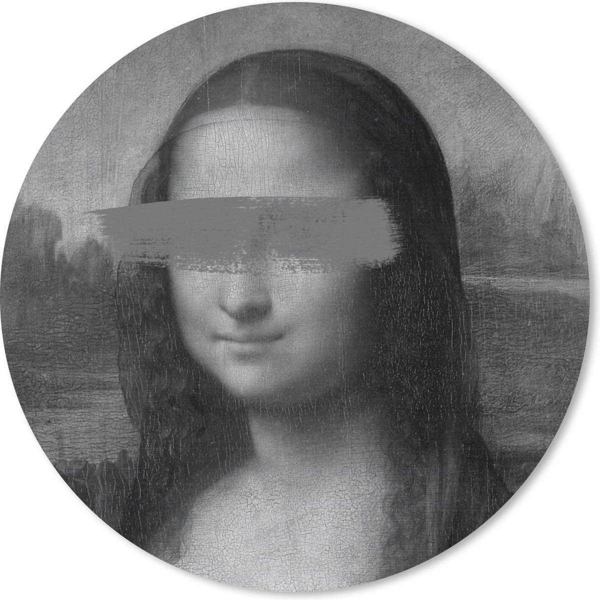 Muismat rond 50x50 cm - Mousepad Mona Lisa - Leonardo da Vinci - Zwart - Wit - Ronde muismatten