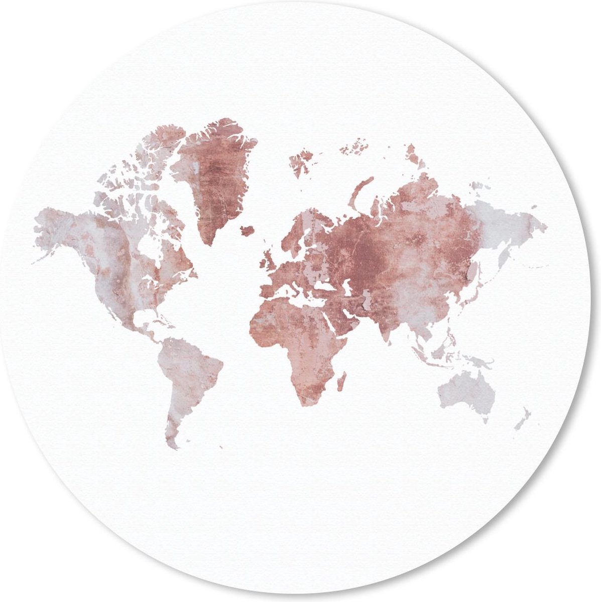 Muismat rond 40x40 cm - Mousepad Wereldkaart - Rood - Grijs - Ronde muismatten