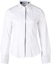 Dames blouse lange mouwen katoenmix met stretch wit Marine details | Maat L