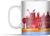 Mok - Illustratie van rode huizen in Amsterdam - 350 ml - Beker