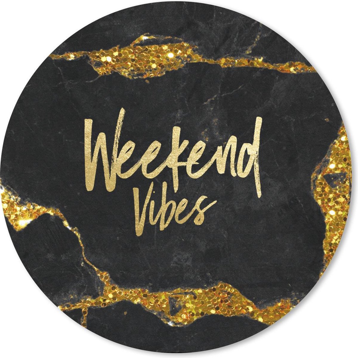 Muismat rond 40x40 cm - Mousepad Quotes - Weekend - Goud - Glitter - Ronde muismatten