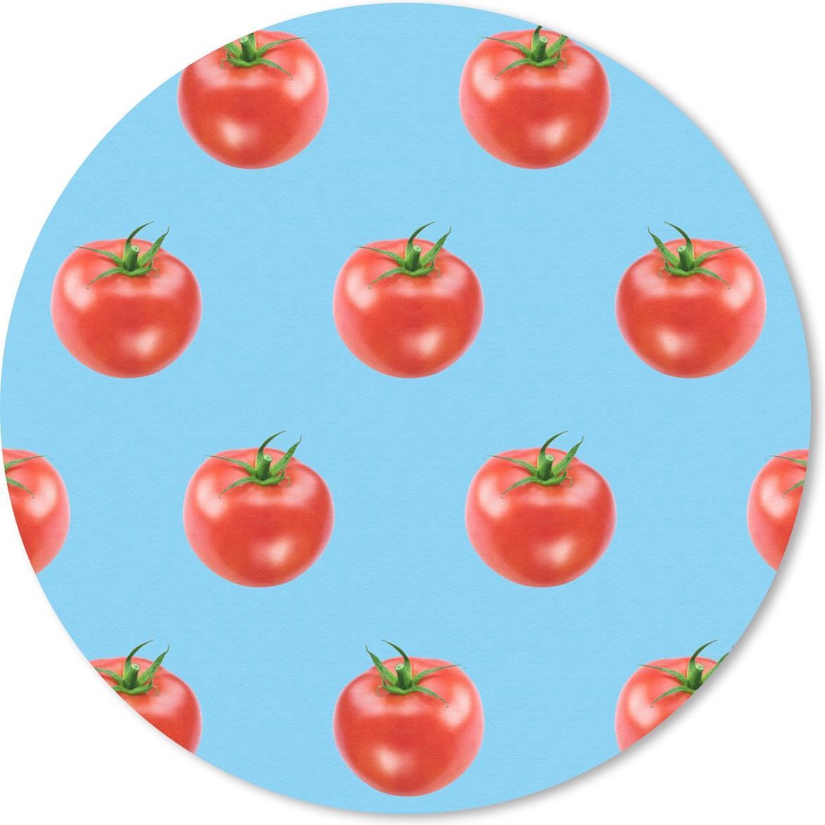 Muismat rond 40x40 cm - Mousepad Tomaat - Patroon - Blauw - Ronde muismatten