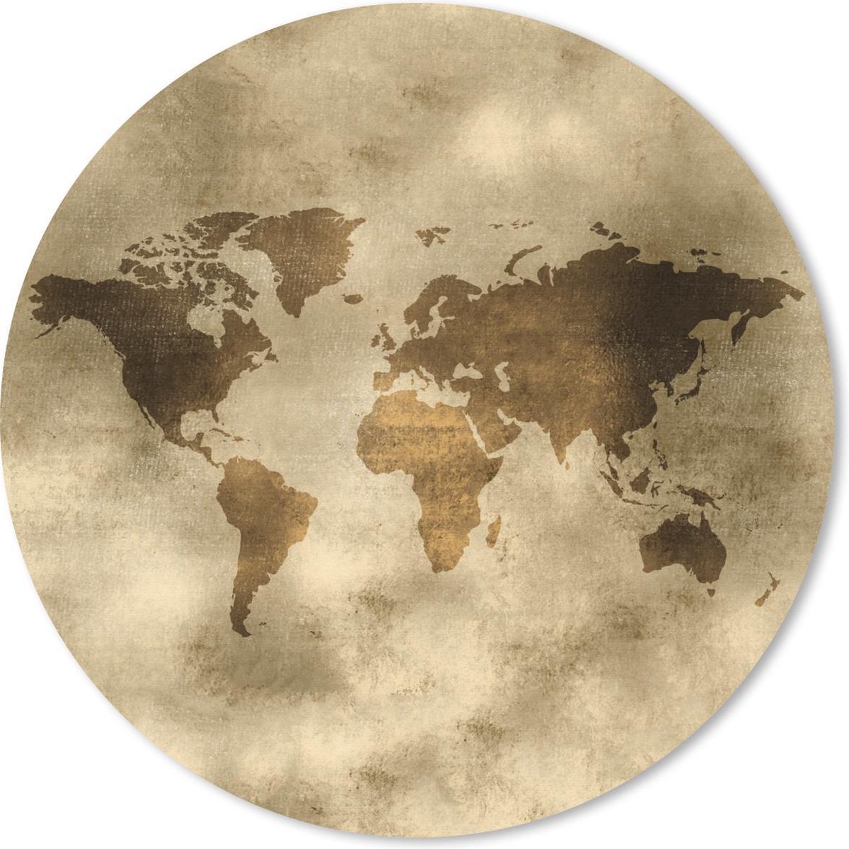 Muismat rond 50x50 cm - Mousepad Wereldkaart - Papyrus - Antiek - Ronde muismatten