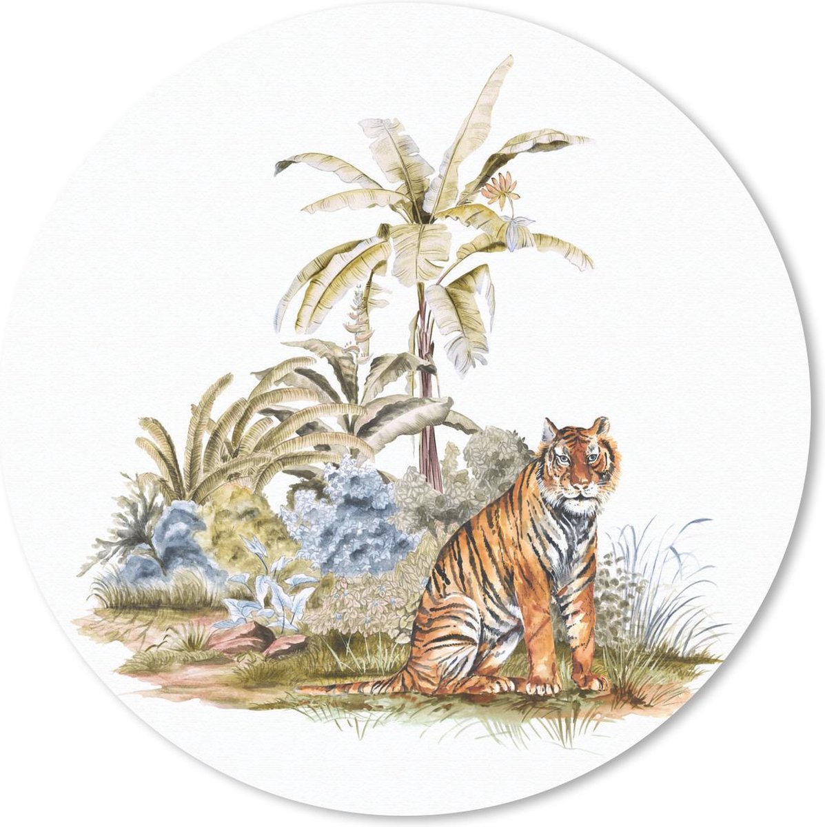 Muismat rond 40x40 cm - Mousepad Tijger - Planten - Boom - Ronde muismatten