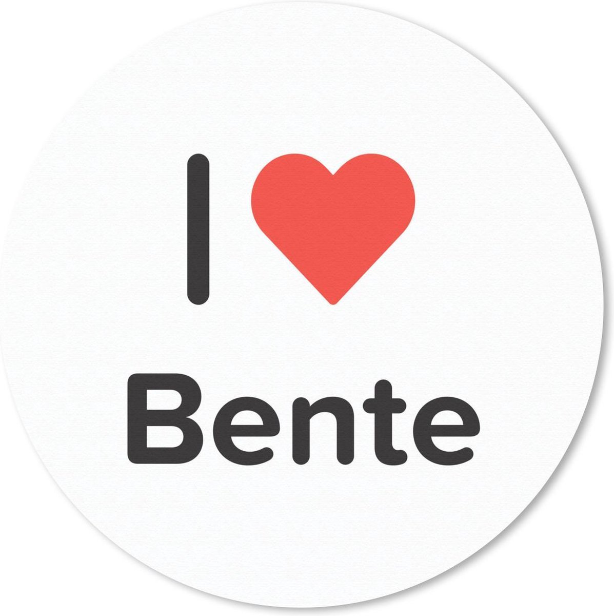Muismat rond 40x40 cm - Mousepad I love - Bente - Meisje - Ronde muismatten
