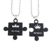 Her King His Queen kettingen met letterhangertjes voor koppels | | Halsketting | Sieradenset | Valentijnsdag kado | Kerstcadeau |Relatie cadeautje | Geliefden