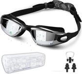 Zwembril - Zwart - Unisex - One Size - 100% UV bescherming - anti-condens - Anti-fog - Transportbox - Incl neusclip oordopjes
