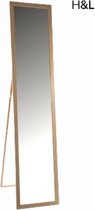 H&L passpiegel - bruin - hout  - met standaard - 34 x 51 x 154 cm
