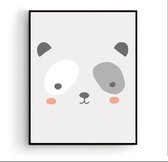 Poster Panda Hoofd Grijs  - Dieren - Kinderkamer - Dierenposter - Babykamer / Kinderposter - Babyshower Cadeau - Muurdecoratie - 40x30cm - Postercity