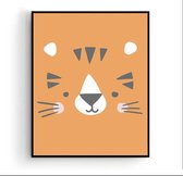 Poster Tijger Hoofd Oranje - Dieren - Kinderkamer - Dierenposter - Babykamer / Kinderposter - Babyshower Cadeau - Muurdecoratie - 80x60cm - Postercity