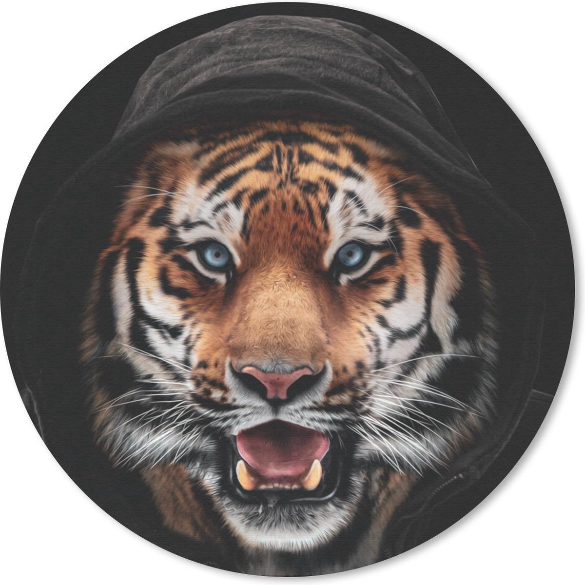 Muismat rond 40x40 cm - Mousepad Tijger - Kleding - Blauw - Ronde muismatten