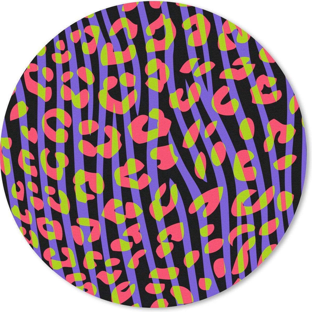 Muismat rond 40x40 cm - Mousepad Panterprint - Zebra - Neon - Ronde muismatten