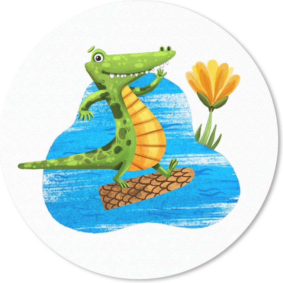 Muismat rond 40x40 cm - Mousepad Krokodil - Water - Boom - Ronde muismatten