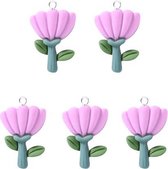 Sieraden Maken | Set 5 Hangers Paarse Bloem | Bedels