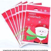 10 Uitdeelzakjes Merry Christmas - 16,5 x 25 cm - Cellofaan Plastic Traktatie Kado Zakjes - Snoepzakjes - Koekzakjes - Koekje - Cookie - Kerstman - Santa Claus