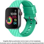 Groen Siliconen Horloge Band geschikt voor Apple Watch 1, 2, 3, 4, 5, 6, 7, 8, SE & Nike+, 42mm & 44mm "Mannenbreedte" Series – Maat: zie maatfoto - Soepel hoogwaardig siliconen - 42 mm en 44 mm - Green