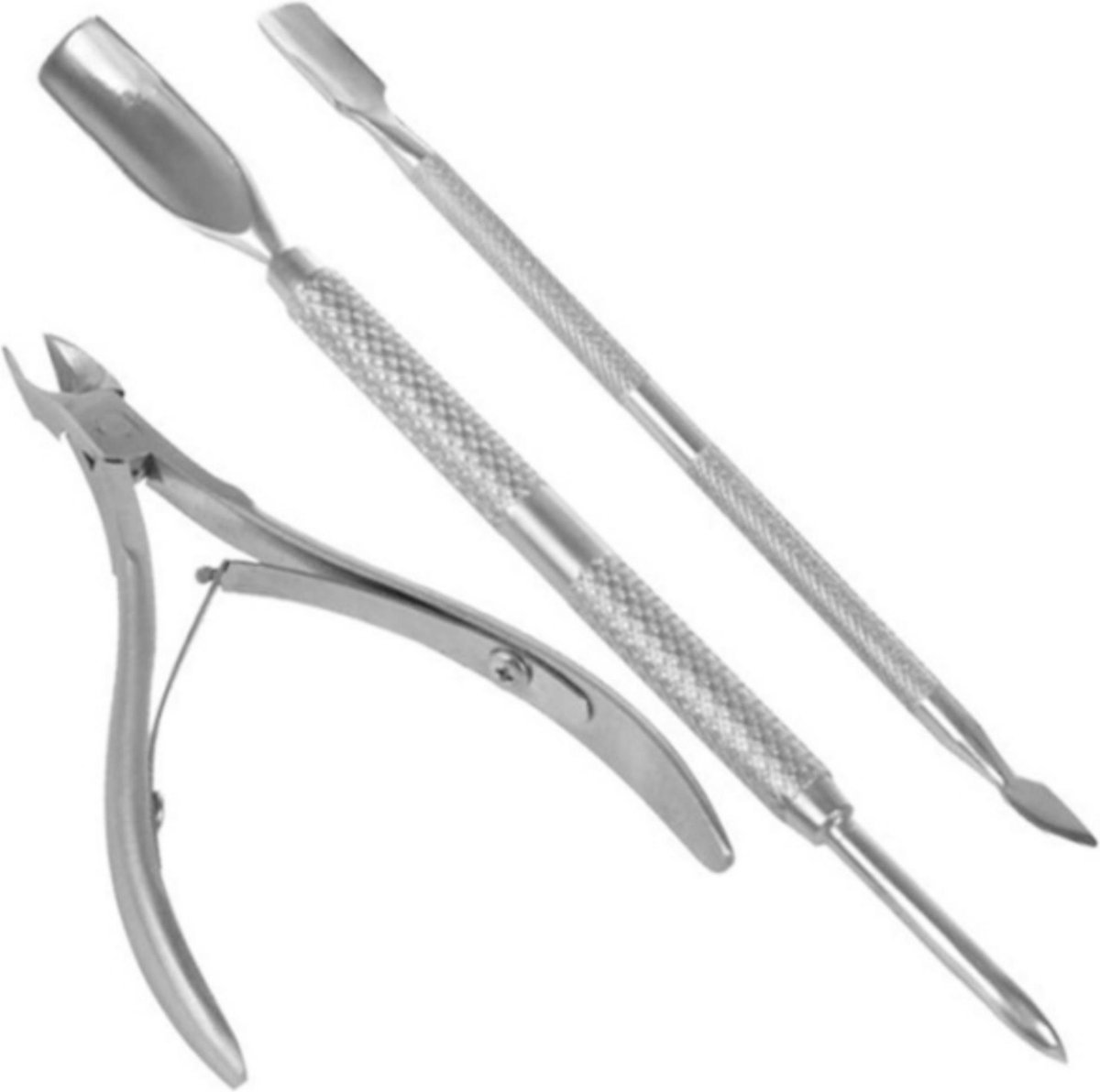 professionele Nagelriem verzorgings Knipper set - nagelknipper teennagels | nagelriem knipper | nagelriemknipper | nagelriemverzorging | cuticle pusher | bokkenpootje | nagelriem duwer | nagelriem verwijderaar | cuticle remover - stainless steel