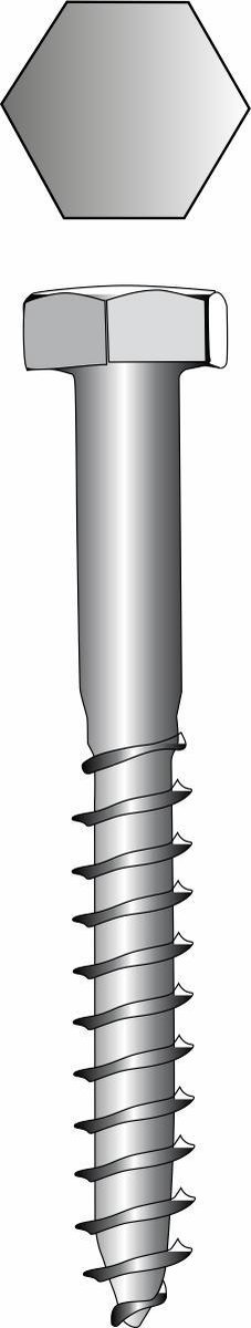 Houtdraadbout M7 x 50 mm.lang. 6 stukHoutfret. Gebichromatiseerd. I-FIX.