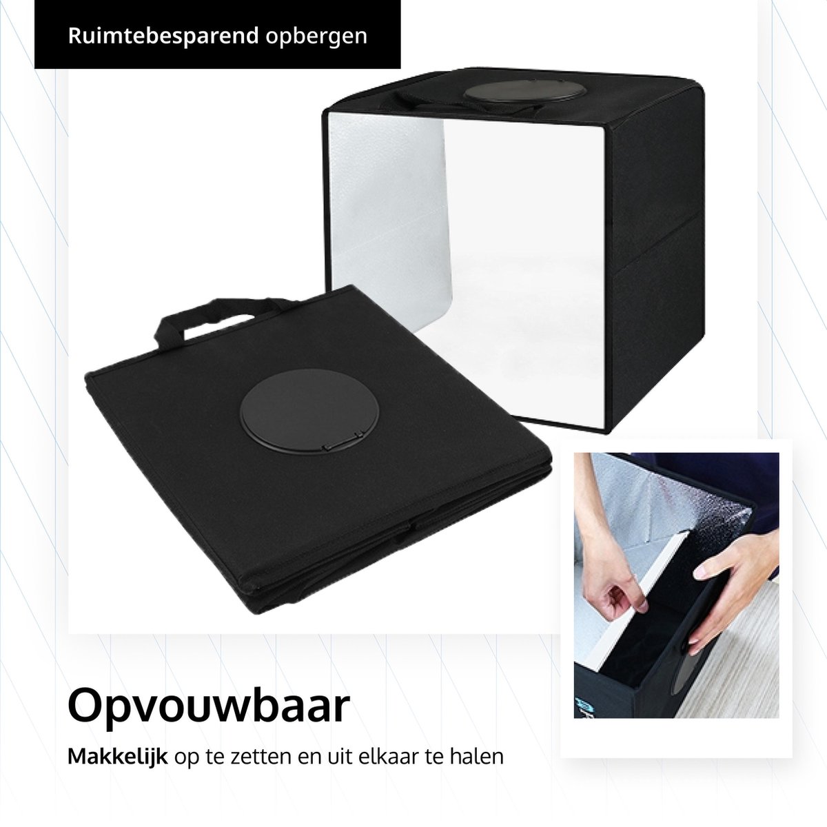 Professionele Fotostudio Box inclusief Tripod - LED verlichting - Lightbox Fotografie - Fotobox - Productfotografie Foto Studio - 30 x 30 x 30 cm - 6 Achtergronden - PULUZ