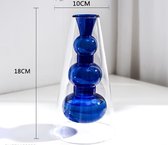 Vaas - Blauw - 18 cm - Glas - Verschillende kleuren en maten
