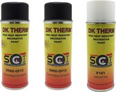 DK THERM Hittebestendige lak/verf zwart mat  (set van 2)  +  Ontvetter (400ml)