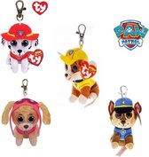 Paw Patrol - sleutelhanger/knuffel set 4 stuks - +/- 8,5 cm