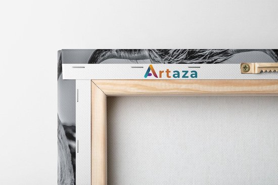 Artaza Canvas Schilderij Schotse Hooglander Koe - Zwart Wit - 120x60 cm - Groot - Wanddecoratie Woonkamer - Schilderijen - Muurdecoratie