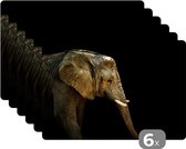Set de table - Éléphant - Rides - Zwart - 45x30 cm - 6 pièces