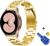 Luxe Metalen Armband Voor  Samsung Galaxy Watch4 40mm / 44mm / Watch 4 Classic 42mm / 46mm  - Horloge Bandje - Schakel Polsband Strap RVS - Watchband Met Horlogeband Inkortset - Stainless Ste